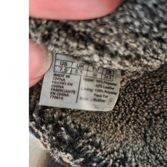 Toms nepal mid calf leather suede boots faux fur lined Aztec western brown 7.5 - Picture 7 of 8